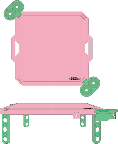 AMUSE 折りたたみテーブル カップホルダー付（ピンク×グリーン）