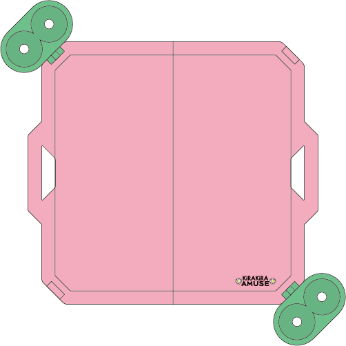 AMUSE　折りたたみテーブル カップホルダー付（ピンク×グリーン）